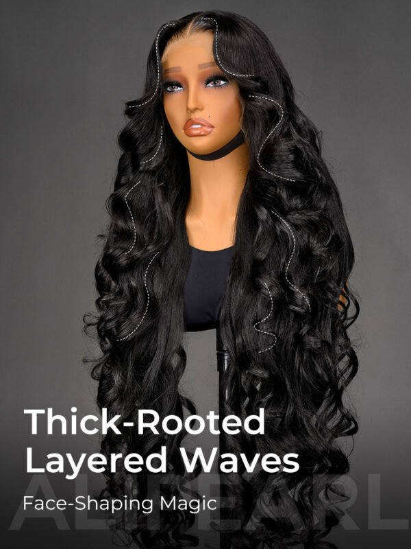 gorgeous_curl_pattern 40 Inches Layered Cut Ocean Wave 13x6 HD Lace Frontal Wig – 300% Density