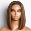 Glueless Chestnut Brown Highlight 4x4 HD Lace Bob Wig