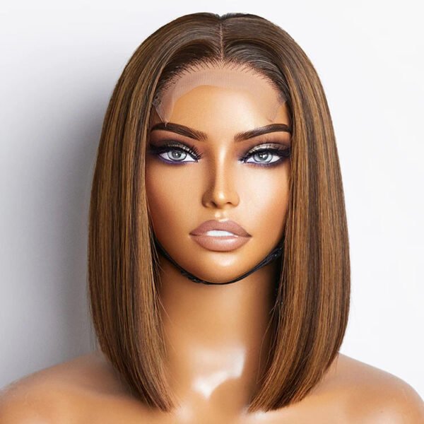 Glueless Chestnut Brown Highlight 4x4 HD Lace Bob Wig