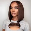 Glueless Dark Brown Bone Straight 4x4 HD Lace Bob Wig