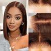Glueless Dark Brown Bone Straight 4x4 HD Lace Bob Wig