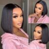 Glueless Bone Straight 4x4 HD Lace Bob Wig