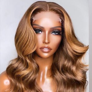Glueless Ombre Brown Loose Wavy 4x4 Closure Wig – 18" | 100% Human Hair