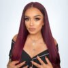 99J Burgundy Bone Straight 5x5 Closure Wig – Glueless