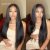 180% Density Silky Straight Glueless 4x4 Closure Lace Wig – Natural Black