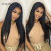 180% Density Silky Straight Glueless 4x4 Closure Lace Wig – Natural Black