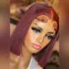 Burgundy 4X4 Closure Bob Wig – 12" Glueless Human Hair
