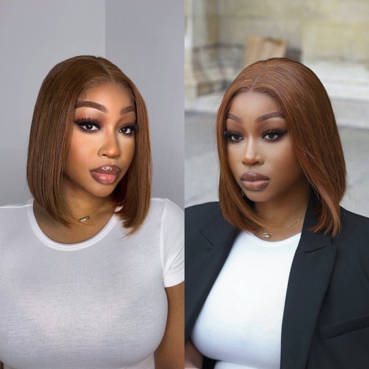 Chestnut Brown Blunt Bob 4x4 HD Lace Wig - Image 3