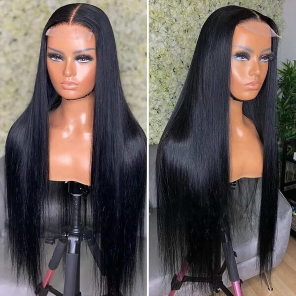 180% Density Silky Straight Glueless 4x4 Closure Lace Wig – Natural Black