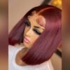 Burgundy 4X4 Closure Bob Wig – 12" Glueless Human Hair
