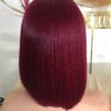 Burgundy 4X4 Closure Bob Wig – 12" Glueless Human Hair