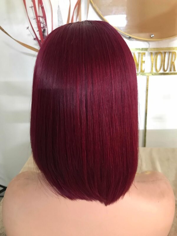 Burgundy 4X4 Closure Bob Wig – 12" Glueless Human Hair