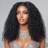 Glueless Super Double Drawn Pixie Curl Lace Wig – 4X4 Closure, Natural Black