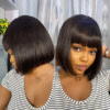 NWE Silky Straight Bob Fringe Human Hair Wig