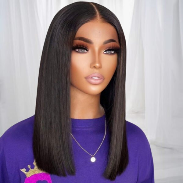 180% Density Silky Straight Glueless 4x4 Closure Lace Wig – Natural Black
